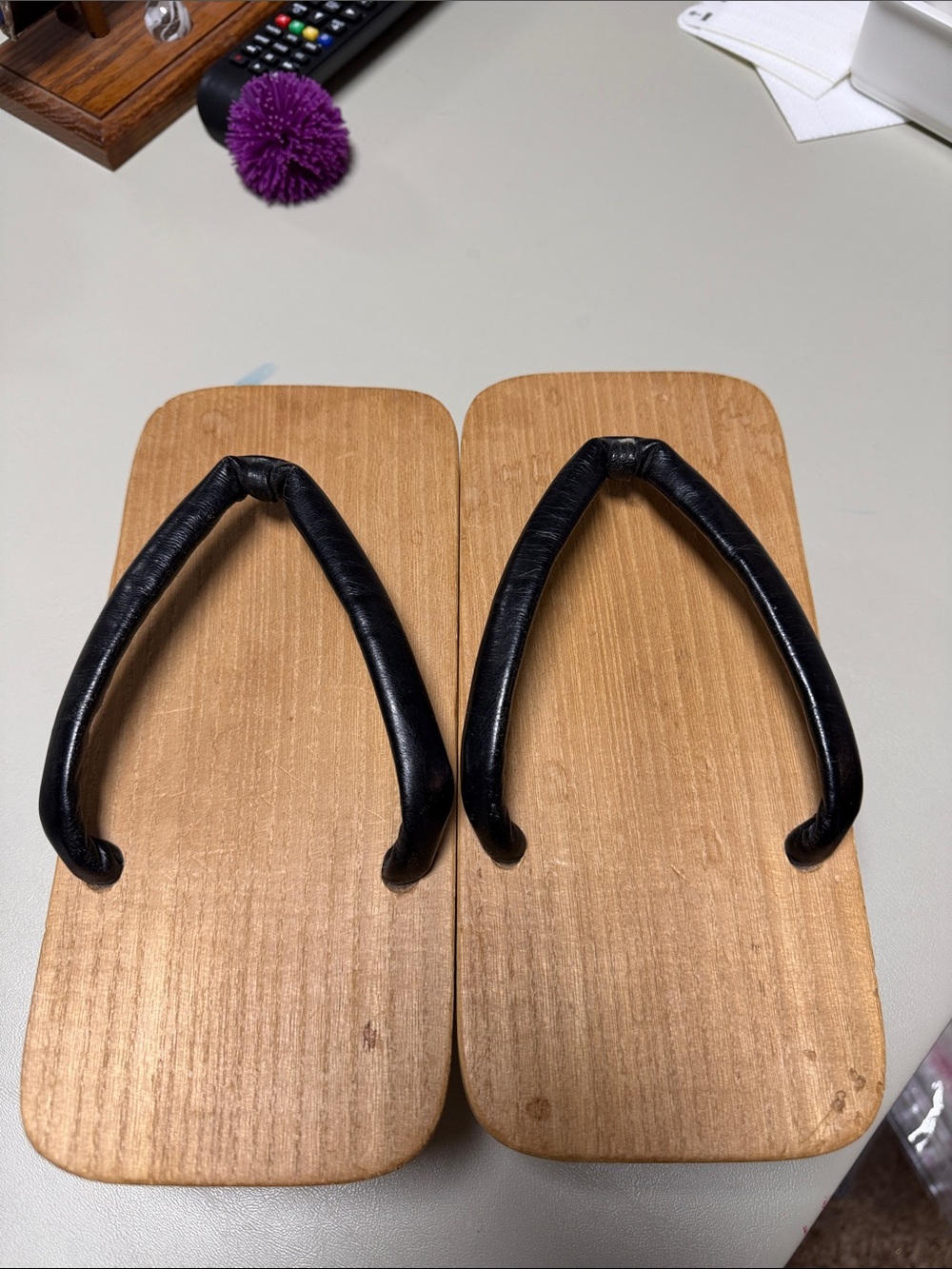 Source Unknown Wooden Geta Sandals with Black Straps